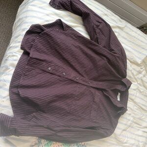 Women's Striped Button Down Shirt - Purple